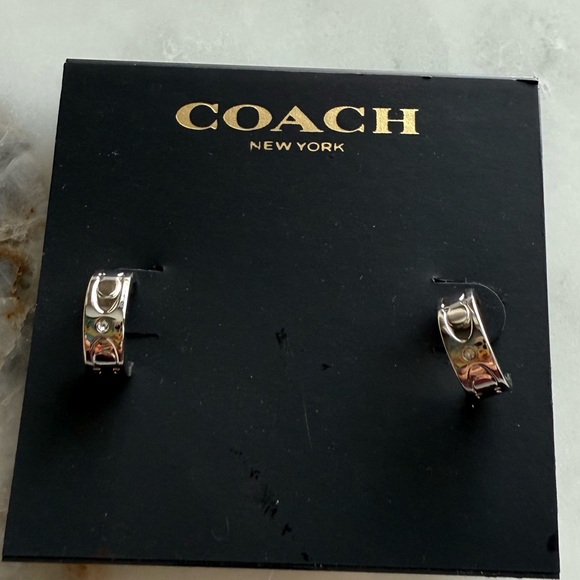 Coach Silver Hoop Huggies Earrings - Picture 1 of 6